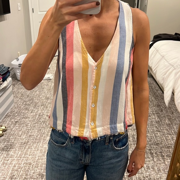 Bella Dahl Striped Button Tank - Picture 2 of 6